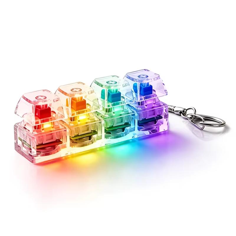 Spielzeug Kreativer LED Tastatur Schlüsselanhänger Fidget Dekompressionsspielzeug Schlüsselanhänger Rucksack Anhänger LED Leuchtender Schlüsselanhänger Geburtstagsgeschenk
