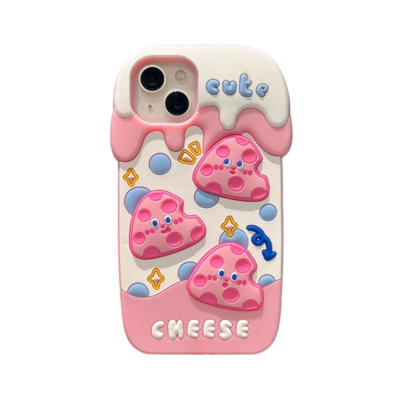 Korean Cute 3d Funny Cheese Ice Cream Case For Iphone 14 13 12 11 Pro Max Lovely Cartoon Silicone Shockproof Soft Cover Funda