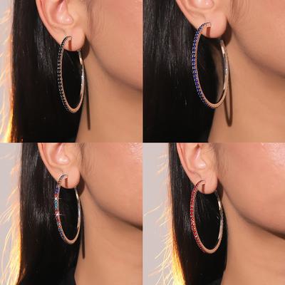 Personalised Exaggerated Earrings Simple Fashion Inlaid Rhinestone Large Circle Earrings Female Earrings