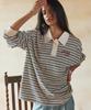 Biteoseljeu Gemini Striped Collared Tee - Ivory
