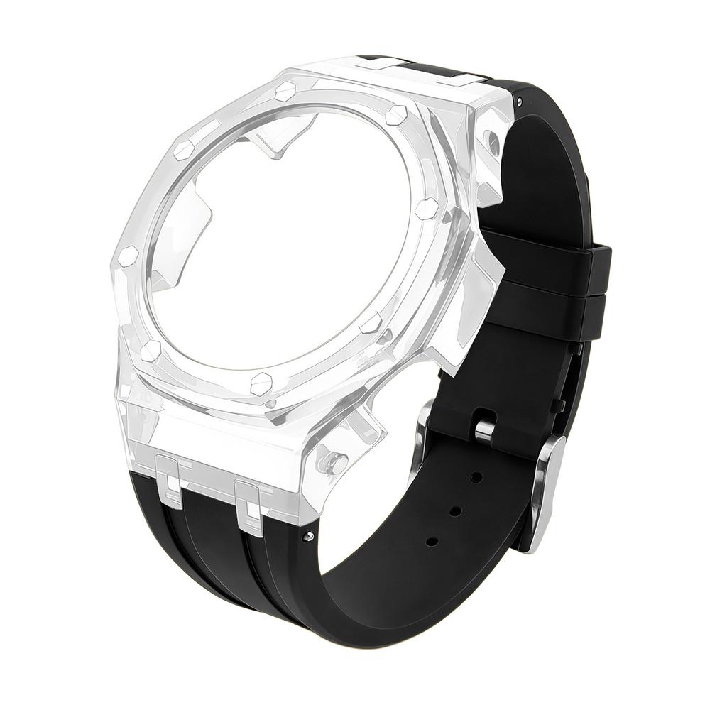 Für Casio Farmhouse Oak Uhr GA2100/GA2110/GA-B2100 Modifiziertes Transparentes Gehäuse Silikonuhr mit Gummi-Kette Set Zubehör