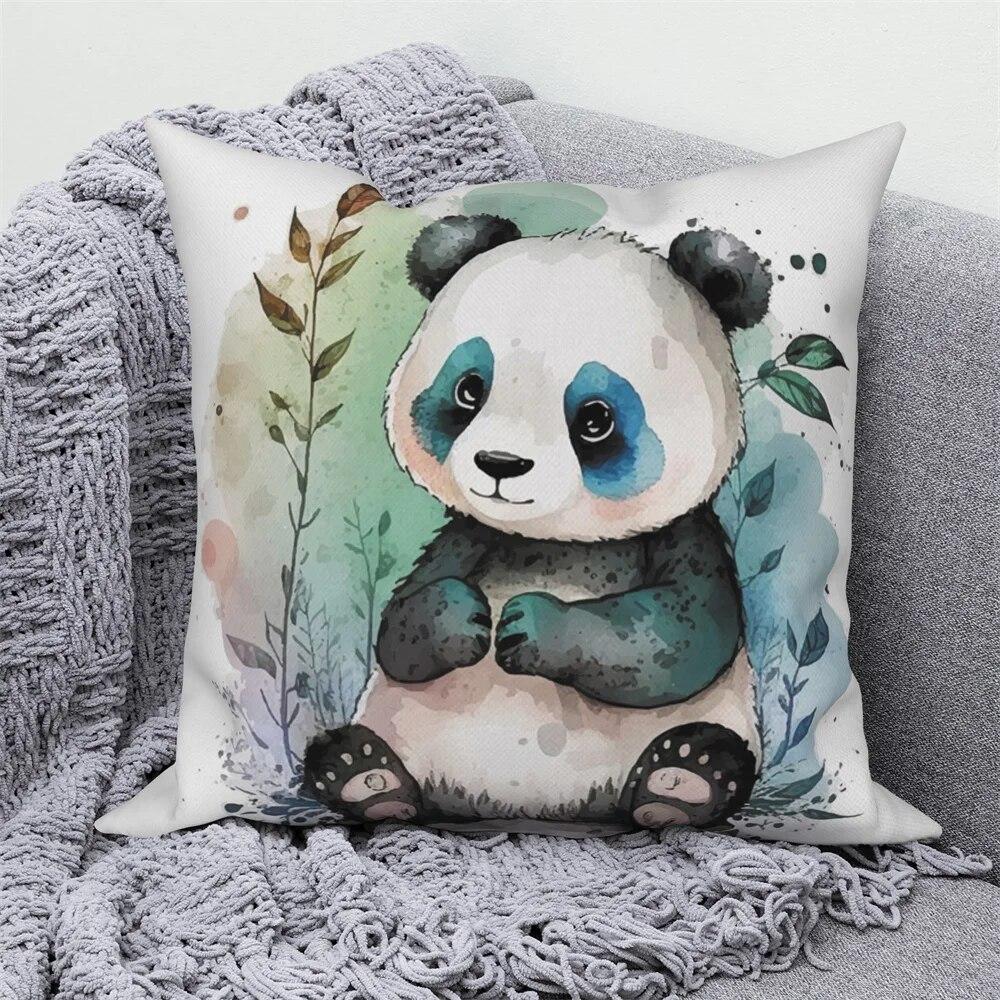 Pig Cat Panda Rabbit Print Decorative Pillowcase  Sofa Car Living Room  Animal Cushion Cover
