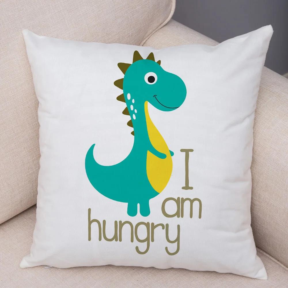 Niedlicher Jurassic Dinosaurier Kissenbezug Dekorative Cartoon Tier Kissenhülle Kinderzimmer Sofa