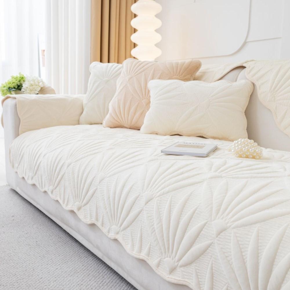 Sofa Cushion Four Seasons Universal Backrest Cloth Sofa Cushion Chenille Non-slip Solid Color Sofa Cover Cushion Cream Anti Slip