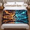 Music General Theme Soft Blanket Personalized Custom Name Text Print Warm Blanket Home Sofa Bedroom Decor
