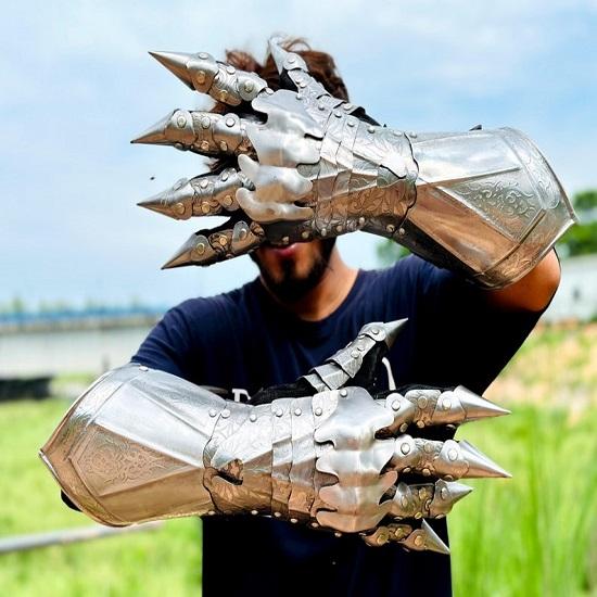 Σετ Γάντια Χάραξης Nazgul Μεσαιωνικά Γάντια Πανοπλίας Ιππότη Ζευγάρι Καλύτερη Αποκριάτικη Στολή Παιχνίδι Ρόλων Cosplay Δώρο