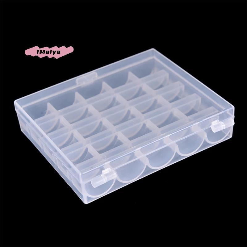 M-1pc 25 Spools Empty Bobbins Storage Box Sewing Accessories Tools Plastic Sewing Machine Bobbin Case Knitting Needle Organizer
