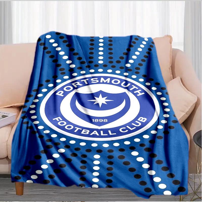 Ports-mouth Fc Anniversary Printed Throws Blanket Soft Flannel Blankets for Couch Bed Gifts for Men Women Picnic blanket Christmas gifts