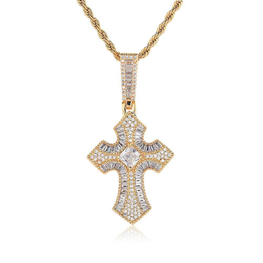 Hip Hop Cross Pendant Zircon Necklace Accessories Popular Personalized Jewelry Men's Pendant