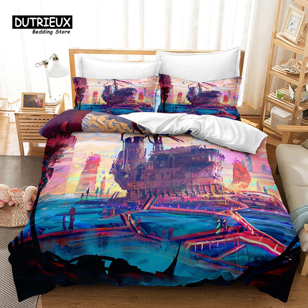Psychedelic Swirl Duvet Cover Luxury Abstract Geometric Bedding Set Chic 3D Comforter Cover King For Girls Adults Bedroom Decor