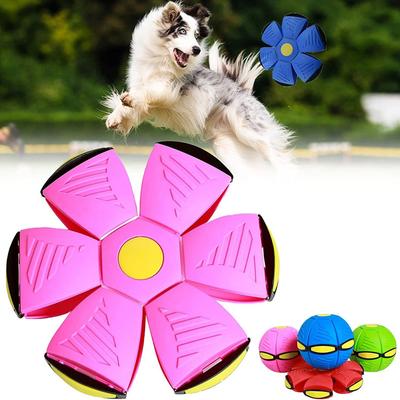 Hundespielzeug Ball mit Lichtern, Interaktives Hundespielzeug Haustierspielzeug Fliegende Untertasse Ball, UFO Magic Ball Fliegende Untertasse Ball Hundespielzeug