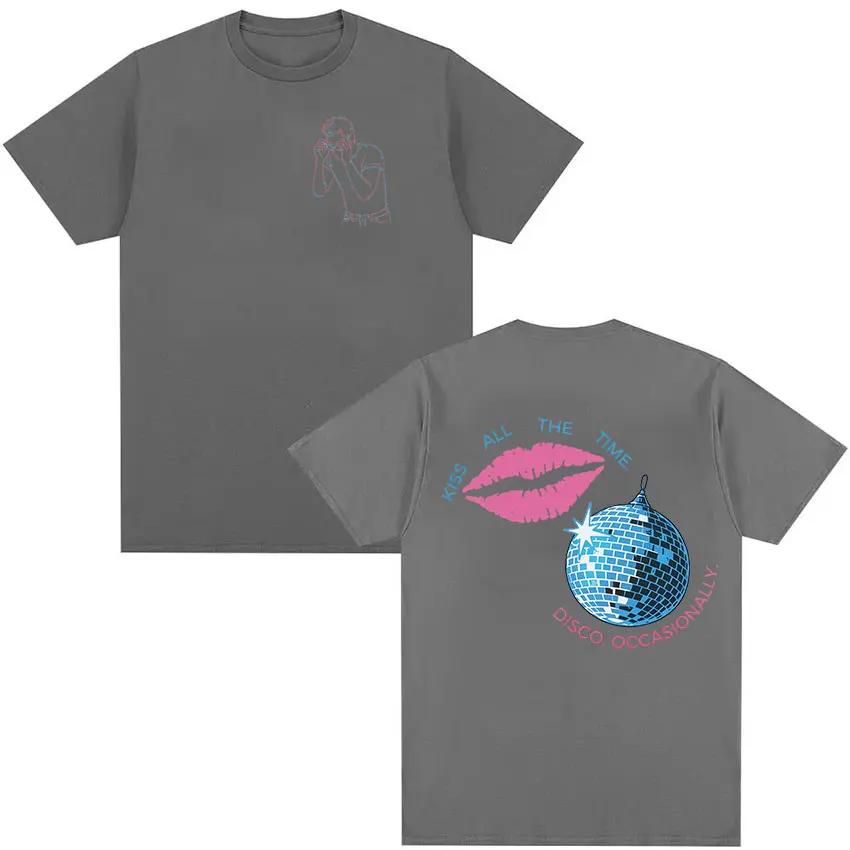 

Kiss All The Time Disco Occasionally Merch T Shirts Harry Styles Tour Graphic T-shirt Men s Vintage Oversized Cotton Tshirt 3XL