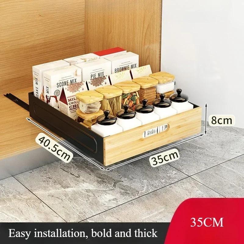 

Sliding Rail Storage Rack - Portable Drawer Style Organizer, Integrated Layered Shelf for Kitchen Cabinet & Closet