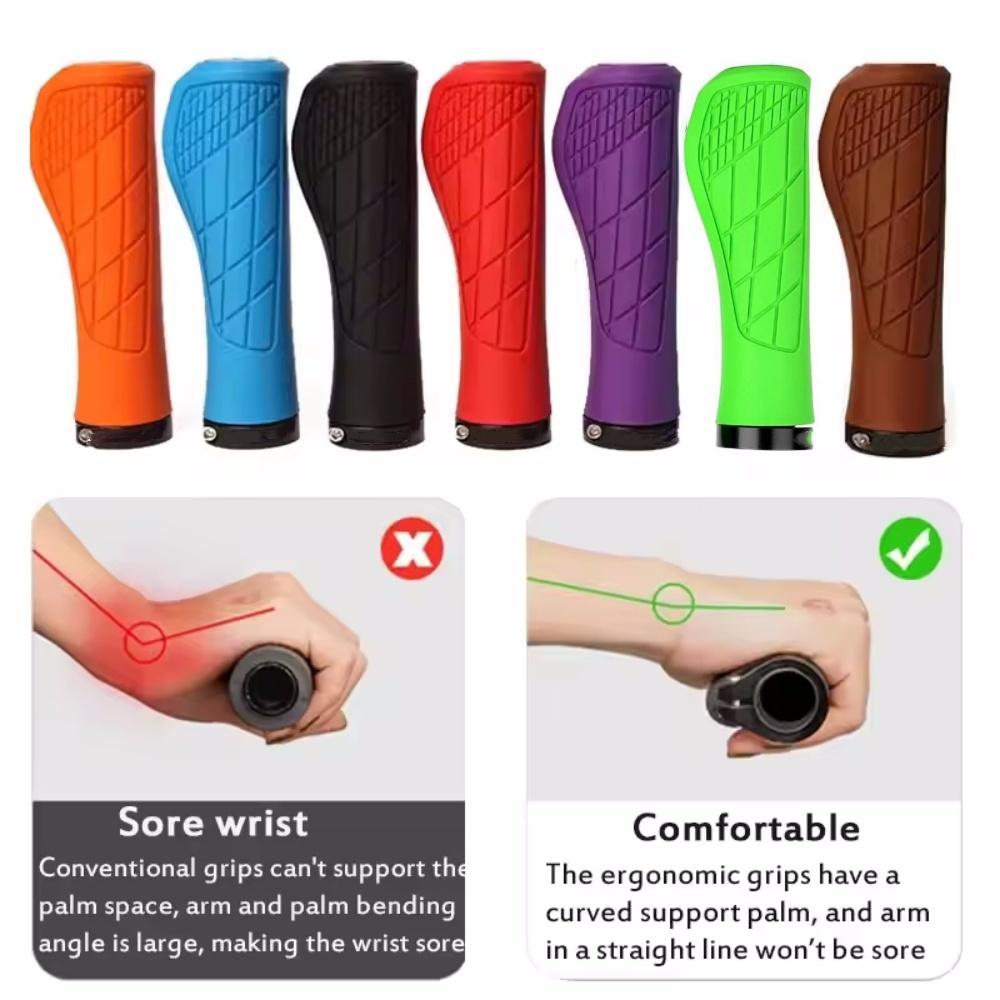 1Pair MTB Bicycle Grips Shockproof Bike Handlebar Cover Anti-Slip Lockable Grips Ergonomic Cycling Rubber Ball Handle Grips
