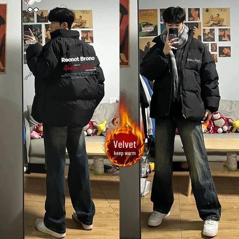 Unisex Autumn/Winter Thickened Cotton Padded Jacket with Letter Print
