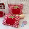 1Pcs Portable Handheld Toiletry Pouch Cute Large Capacity Red Grid Tomato Makeup Bag Minimalist Versatile Cosmetic Organizer