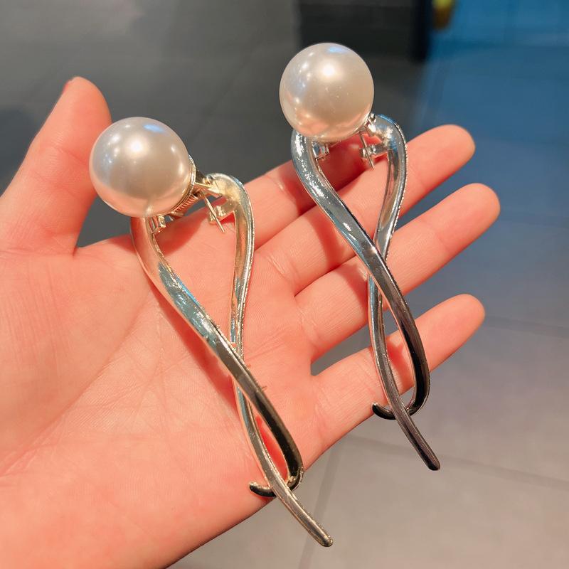 Clip Per Capelli A Forma Di Squalo Con Perle - Fermaglio Retrò Bianco Per Donne - Accessorio Capelli