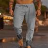 Calças Jogger de Linho Masculinas Cintura Elástica Cordão Calças Casuais