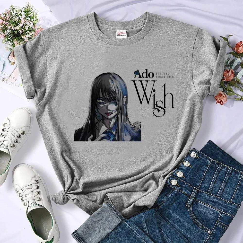Ado T-shirts Women Anime Designer Top Girl Japanese Harajuku Clothes Funny Trip T-shirts Fashion T-Shirt Summer Street Tops