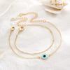 18K Gold Plated Retro Stainless Steel Women's Double Layer Devil's Eye Titanium Bracelet