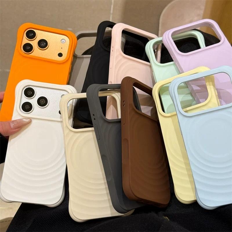 Original Liquid Silicone Water Ripple Magnetic Case For iPhone 17 Air 16 15 14 13 12 11 Pro Max Plus Wireless Charging Cover