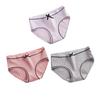 3Pcs Cotton Underwear Women Seamless Briefs Bowknot Stripes Underpants Breathable Mid-Waist Briefs for Female