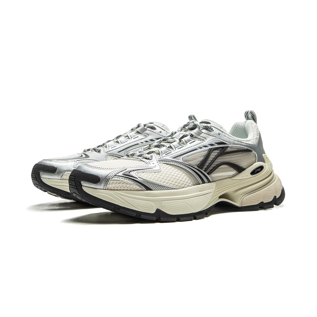 Li Ning Cushioning Abrasion Resistant Breathable Low top Casual Shoes Men's White Silver AGCV243-3