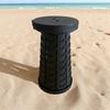 Adjustable portable folding stool, black with strap