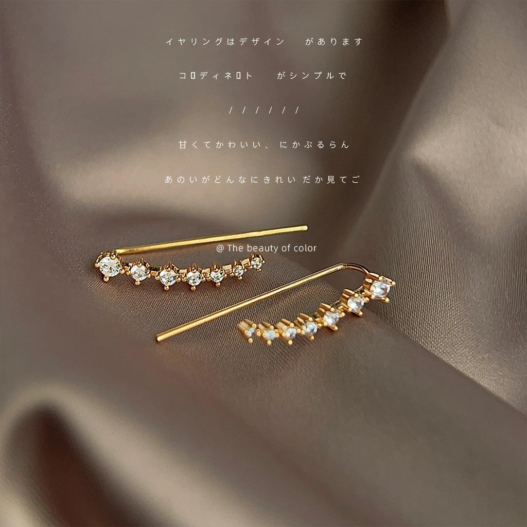 Commuter Zircon Plated 14K Line Earrings Minimalist s Earrings