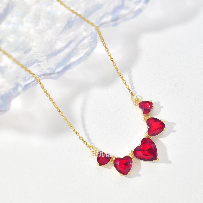 Double Wear Love Necklace, Women'S High Sense Versatile Temperament Heart-Shaped Gemstone Pendant Jewelry