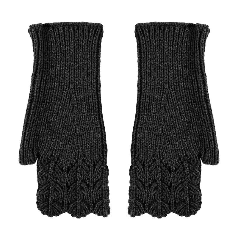 Autumn and Winter Women's Fashion All-match Knitted Warm Half Finger Gloves