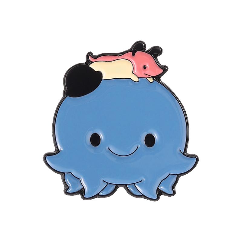 Xiaomi Cartoon Glitter Underwater Marine Creature Enamel Pin Cute Whale Dolphins Sharks Octopus Manta Ray Seahorse Badge Jewelry Brooch