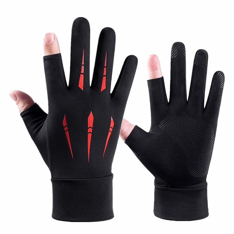 Sunscreen Gloves Thin New Spring and Summer Men and Women Outdoor Sports Half Finger Two Finger Fishing Touch Screen Fishing Gloves