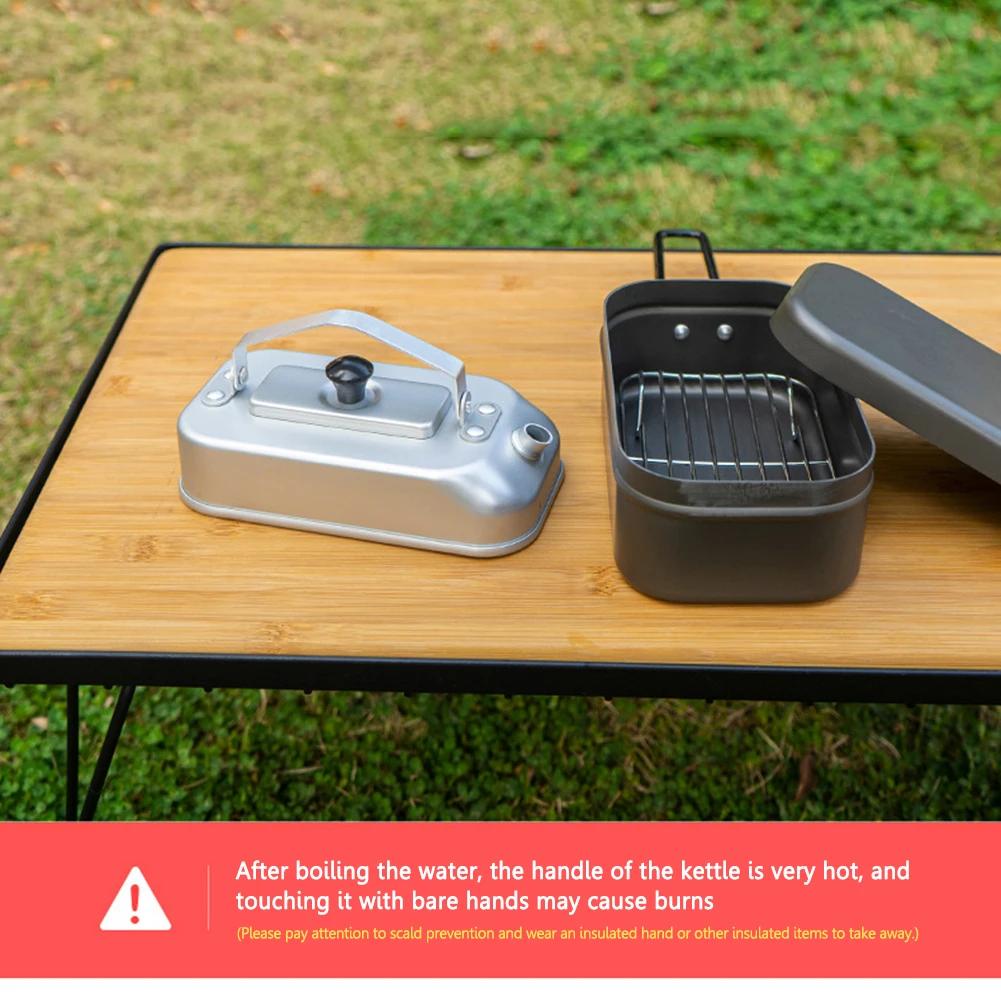 Portable Camping Tea Kettle Aluminum Alloy Camping Boiling Water Pot with Handle Outdoor Cookware for Travel Backpacking