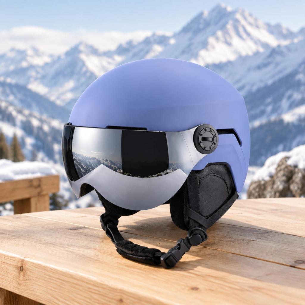 OnePiece Ski Helmet with Builtin Reflective Visor ImpactResistant PC Shell Expanded