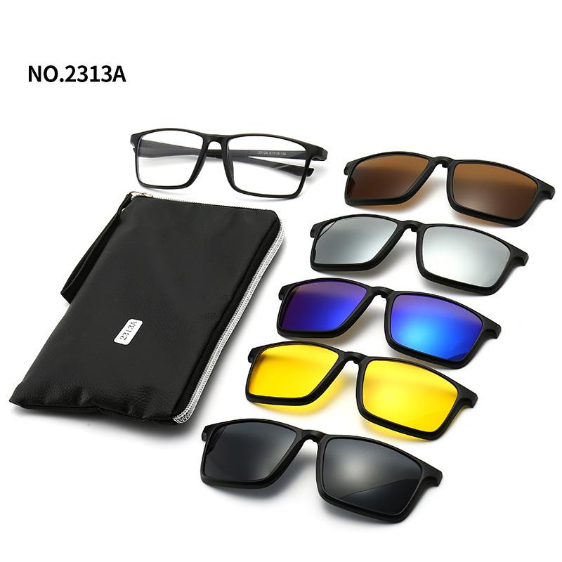 6 In 1 Men Women Optical Magnetic Sunglasses Clip Magnet Clip on Sunglasses Polaroid Clip on Sun Glasses WIth Box