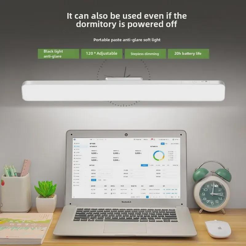 LED Desk Lamp for Dorms: Eye Protection, Super Bright, Magnetic Base, Rotatable, Rechargeable, Cool Design
