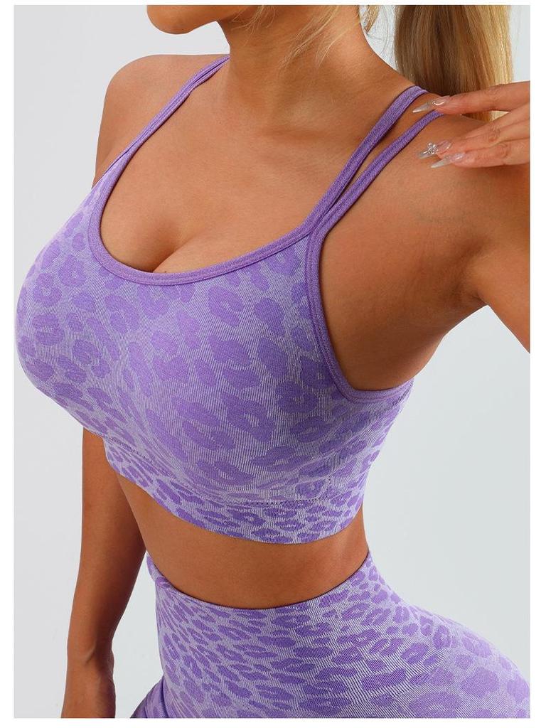 TK High Waist Seamless Yoga Set: Stretchy Three-Quarter Shorts & Sexy Bra with Chest Pads for Women