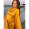 round Neck Satin Batwing Sleeve Loose Dress Catwalk Fashion Long dress Spring round Neck Satin Dress