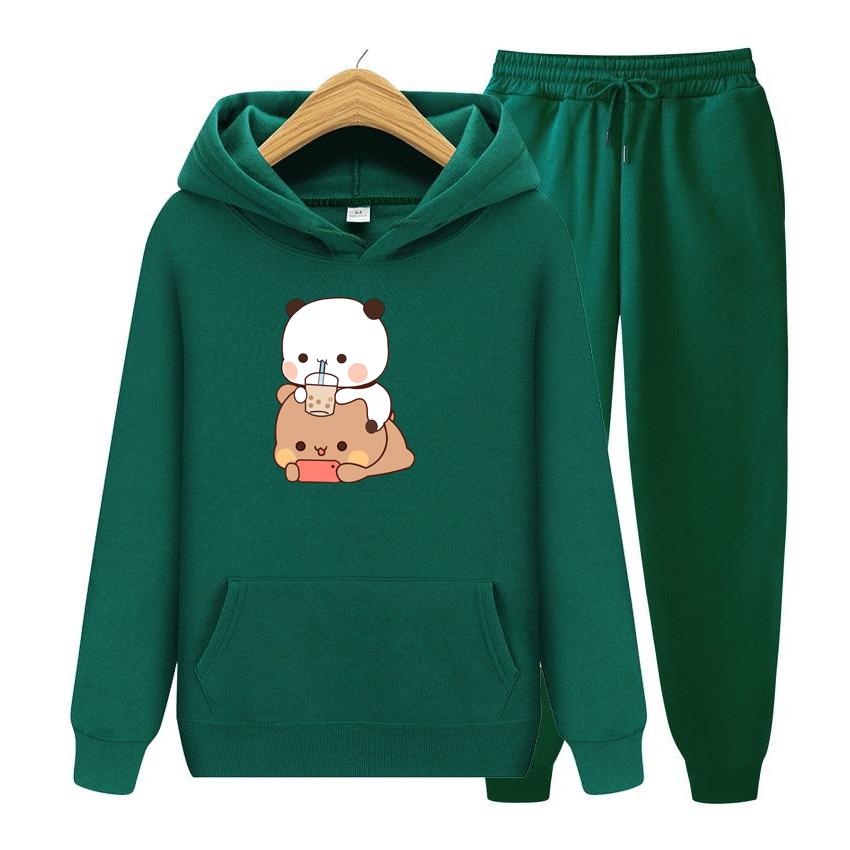 Bubu And Dudu Drink Bubble Tea Print Ženy Súprava mikiny Kawaii Dámska mikina Harajuku Oblečenie s voľným dlhým rukávom