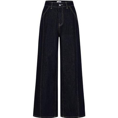 JUZI ANNACO Women's Fleece-Lined Deconstructed Wide-Leg Denim Pants