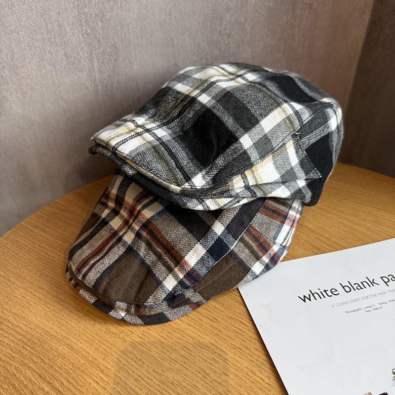 Vintage Style Cotton Tweed Flat Cap With Breathable Design For Casual Outings