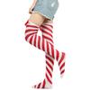 Striped Stockings For Women Over The Knee Long Socks Christmas Green Red Bowknot Long Socks Female Leg Stocking