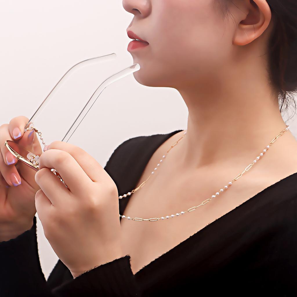 Mask hanging chain glasses chain pearl pentagram disc mask chain peach heart metal glasses chain spot