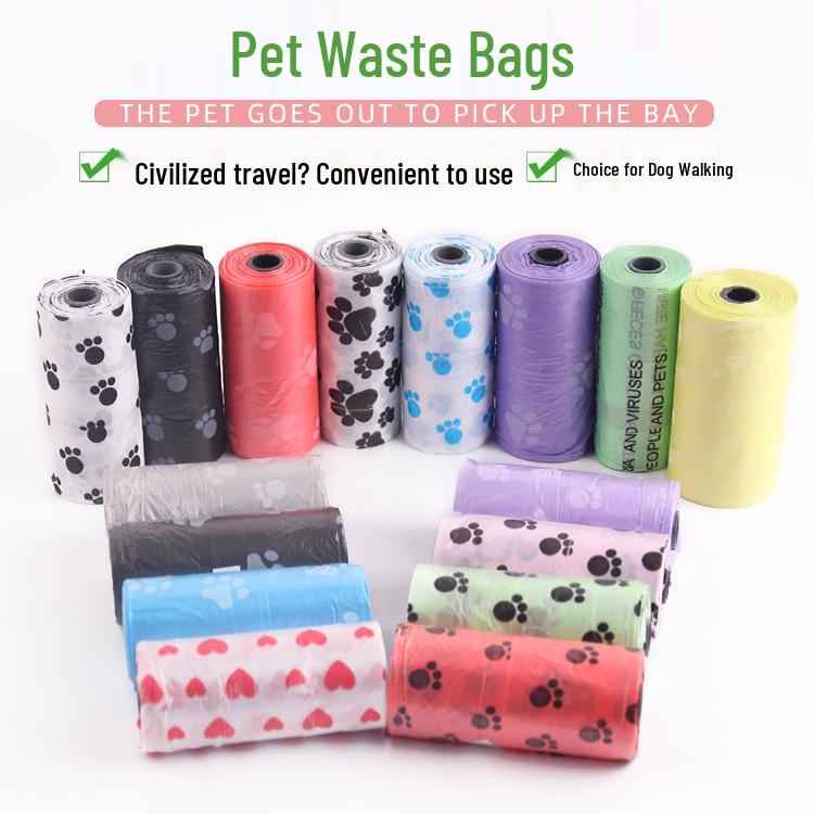 

Pet Poop Pickup Bags with Paw Prints – Dog & Cat Waste Disposal Multi-color Random 28*22CM