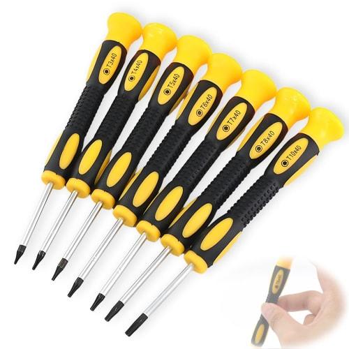 TANGRUl 7-Piece Star-Shaped Screwdriver Set, T3, T4, T5, T6H, T7H, T8H, T10H, Precision Plum Blossom Shape, for Smartphone Disassembly and Repair