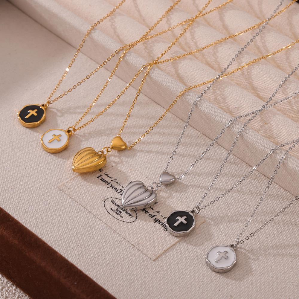 Heart Tassel Pendant Necklace: European & American Design, Titanium Steel Jewelry for Women