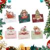 Display Cards 10 Pcs 3D Christmas Greeting Card, Cute Tree Santa Snowman Handwritten Holiday Notes Wreath Design for Festive Messages, Wishes Claus