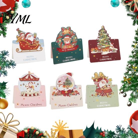 Display Cards 10 Pcs 3D Christmas Greeting Card, Cute Tree Santa Snowman Handwritten Holiday Notes Wreath Design for Festive Messages, Wishes Claus