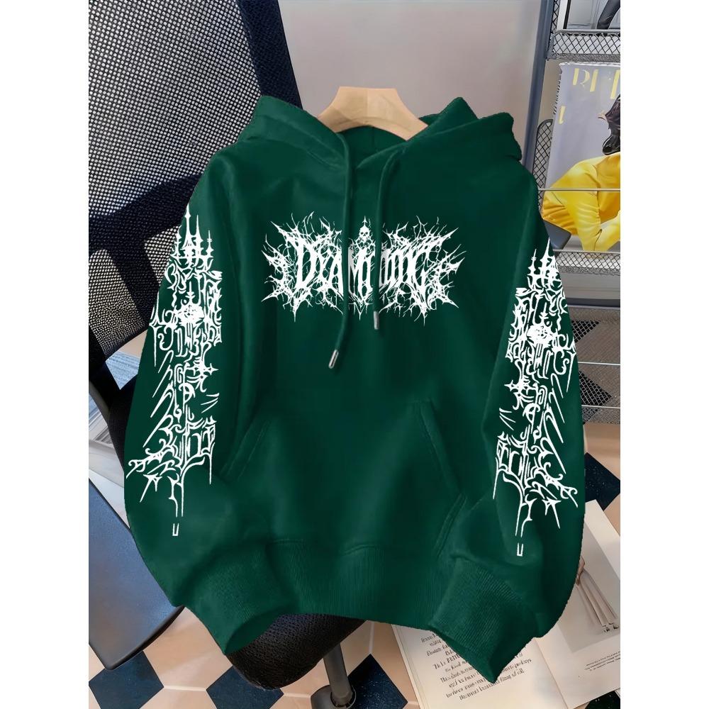 American Dark Thorn Letter Sweatshirt, Unisex Loose Fit Trendy Casual Top, Streetwear Retro Fashion Hoodie